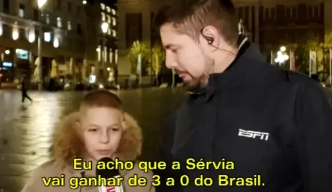 Criança diz que Sérvia vence o Brasil e provoca Neymar: “Vai cair e chorar igual bebê”