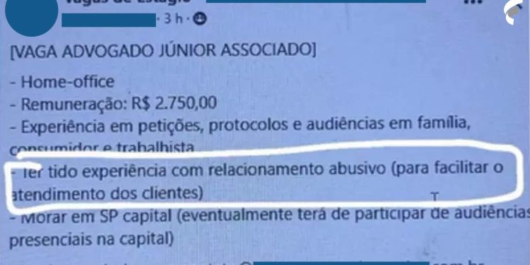 Vaga de emprego pede “experiência com relacionamento abusivo” e viraliza