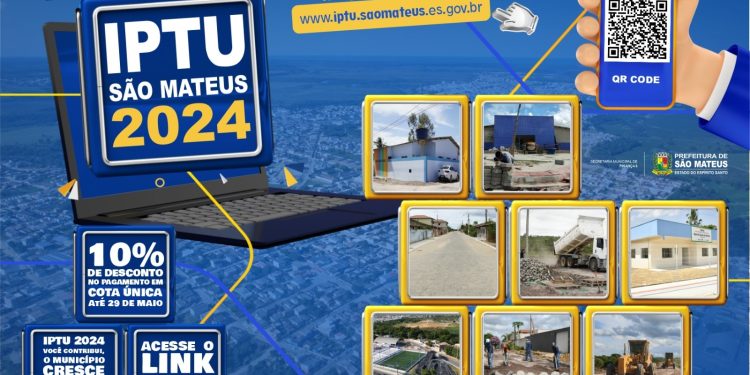 FIQUE EM DIA COM O MUNICÍPIO: PRAZO PARA PAGAMENTO DO IPTU EM COTA ÚNICA COM DESCONTO VAI ATÉ DIA 29 DESTE MÊS