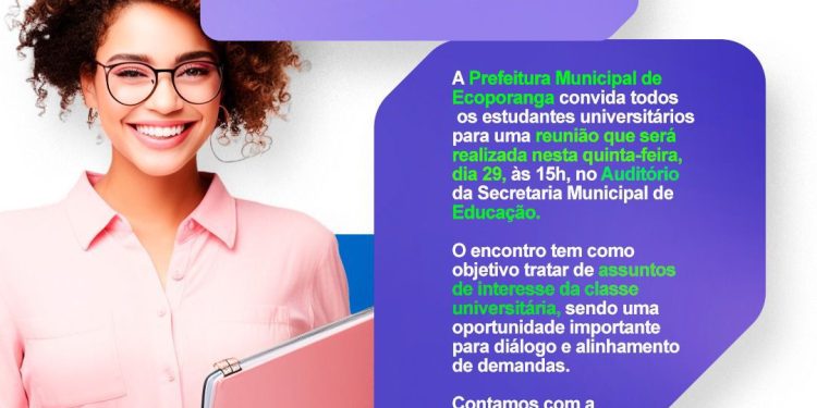 Prefeitura de Ecoporanga convoca universitários para reunião nesta quinta-feira (29)