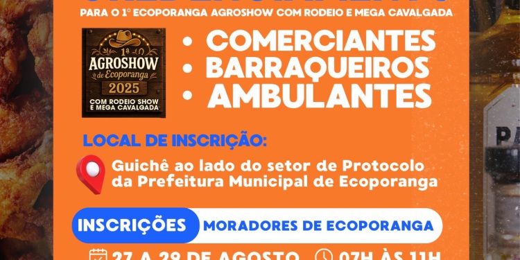 Prefeitura de Ecoporanga abre credenciamento para comerciantes no 1º AgroShow com Rodeio e Mega Cavalgada